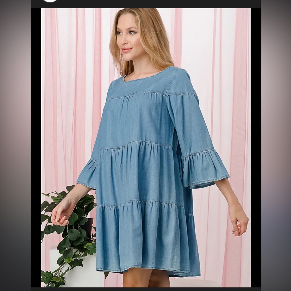 Beach lunch lounge Collection Blue Denim Tunic Dress Sz M